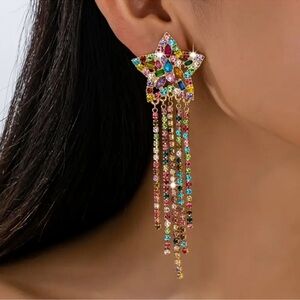 Luxury Multicolor Star Dangle Earrings. Unique Statement Christmas gift. ⭐️